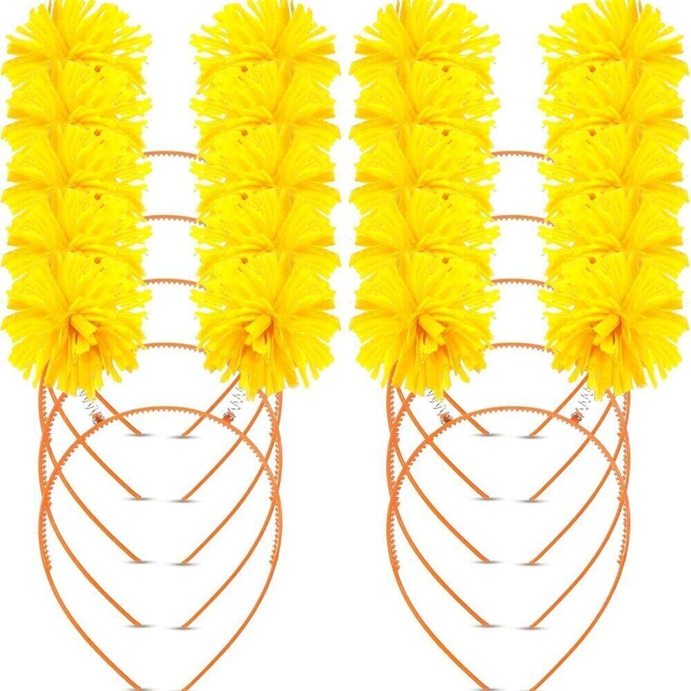 Pom Pom Headband Head Bopper, 12 Pcs Yellow COSTUME HEADWEAR for Women Adults Ac